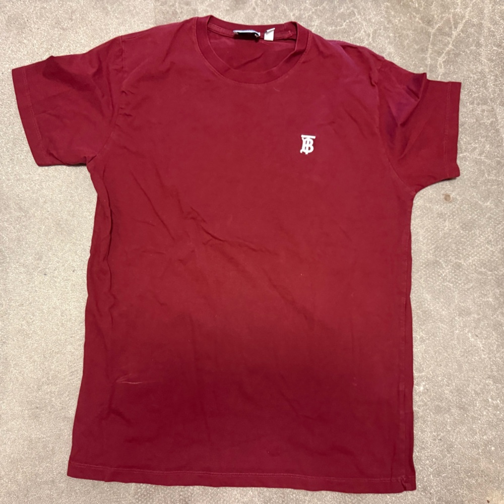 BURBERRY MENS PARKER LOGO T-SHIRT, SIZE LARGE, MERLOT RED - Picture 2 of 8